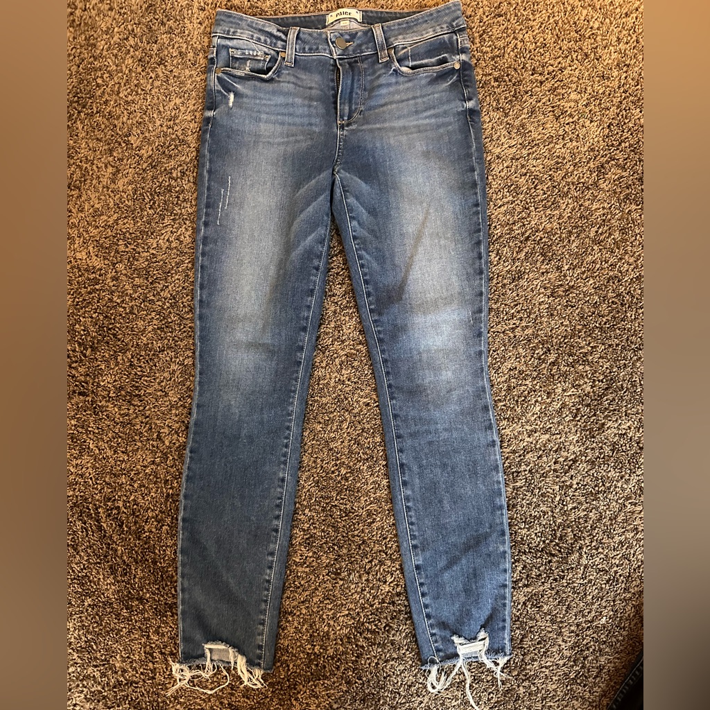 Paige Verdugo Ankle Jeans With Raw Hem In Excellent Condition - Size 28